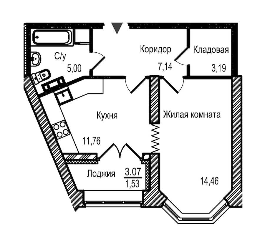 Однокомнатная квартира в : площадь 43.08 м2 , этаж: 11 – купить в Санкт-Петербурге